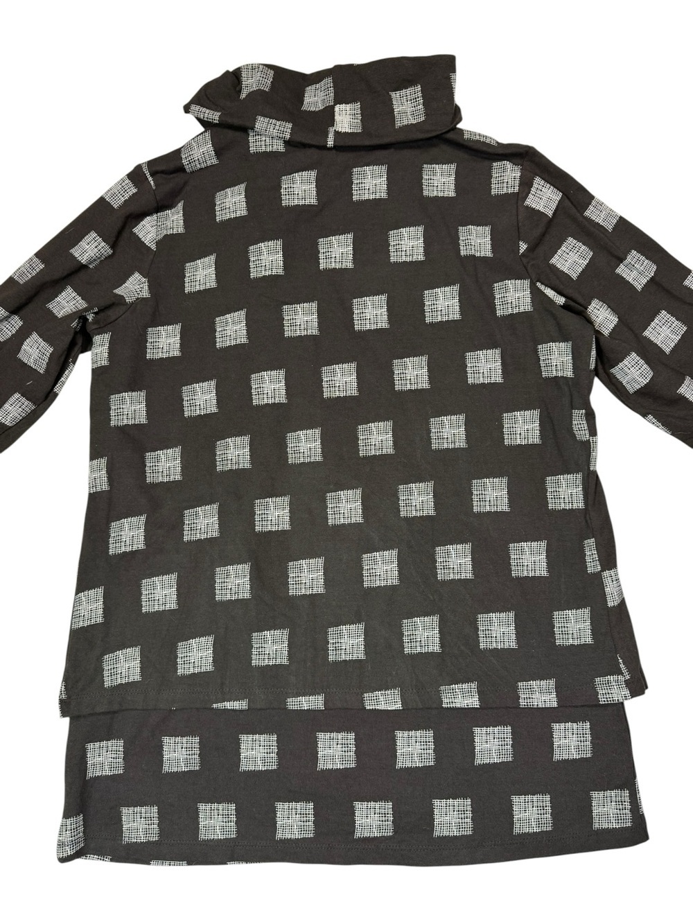 NWT New Tulip Bristol Cowl Neck Pullover in Black Grey Mini Chex Size S - Picture 4 of 10